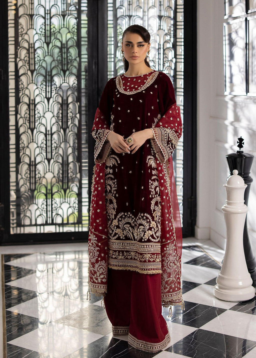 Maroon Muse Pakistani Formal Dresses Collection