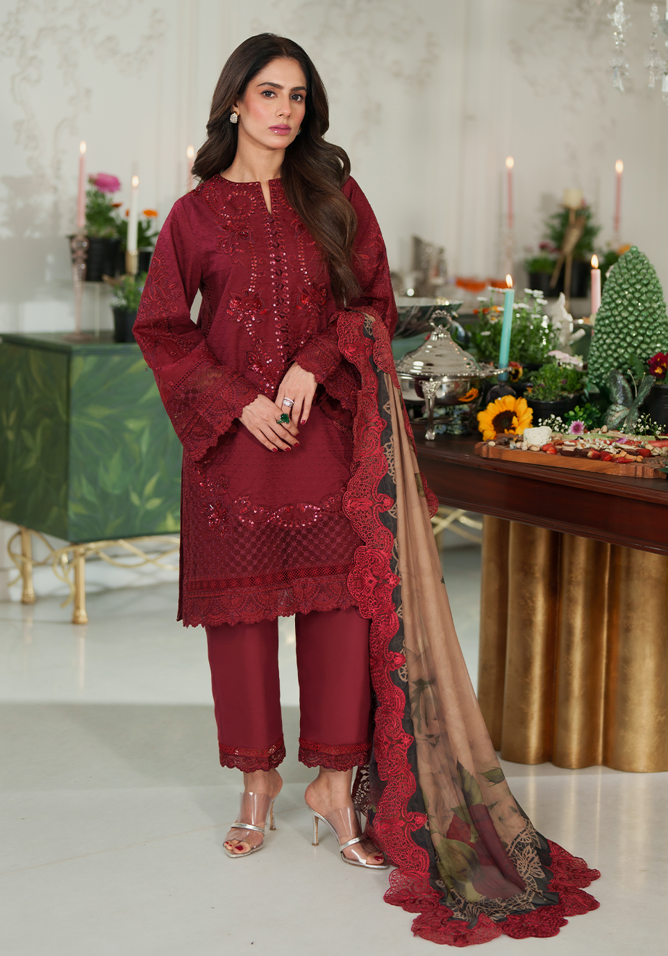 ZQ 001 Rouge Pakistani Designer Dress