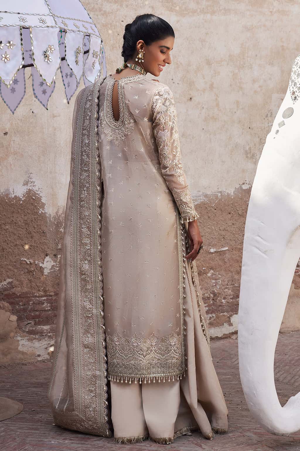 Ulfat Raw Silk Pakistani Formal Dresses - Afrozeh - 2