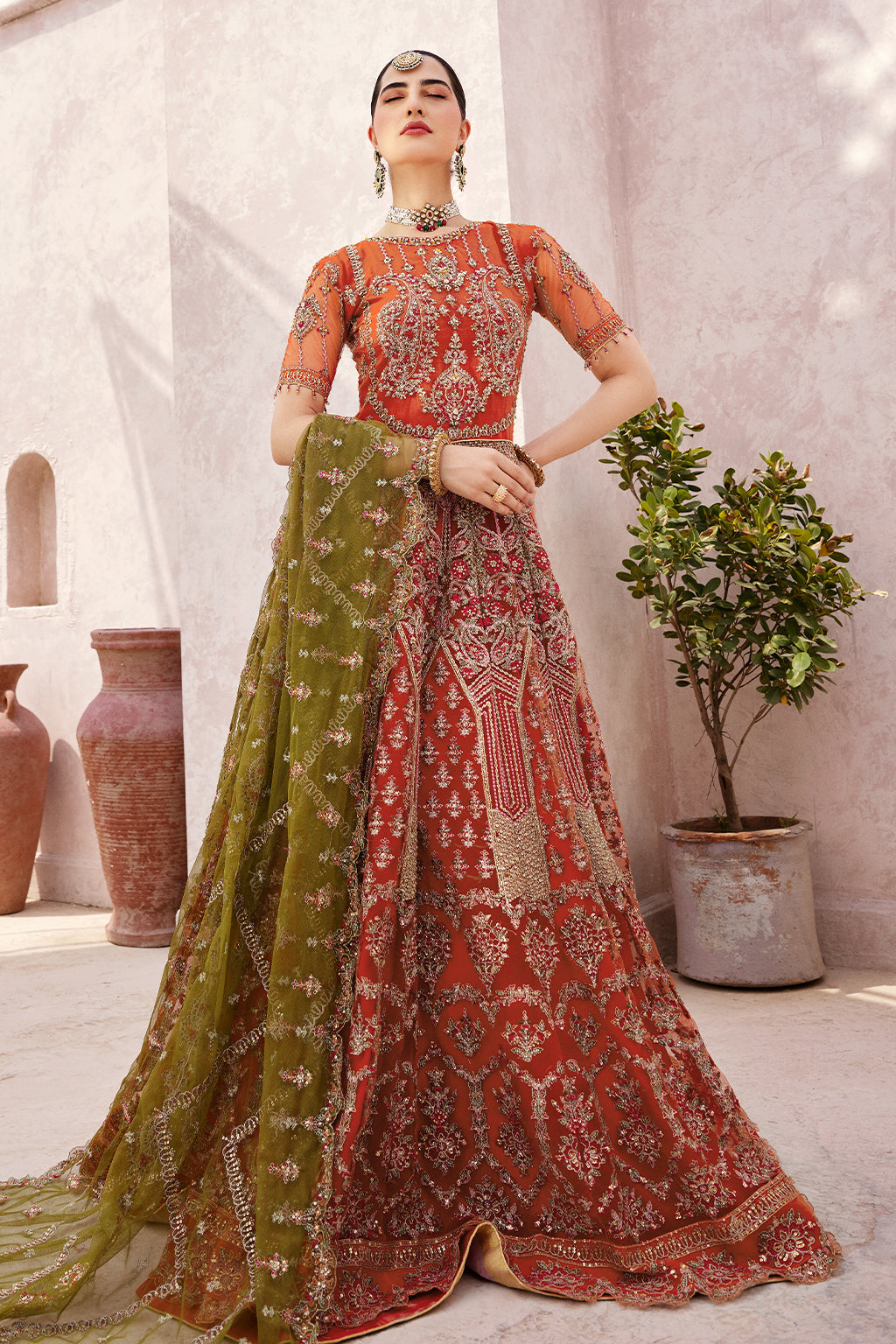 MH-208 Raw Silk Pakistani Formal Dresses