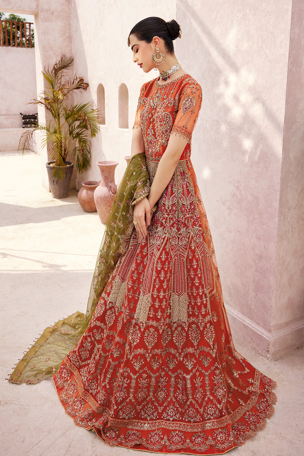 MH-208 Raw Silk Pakistani Formal Dresses