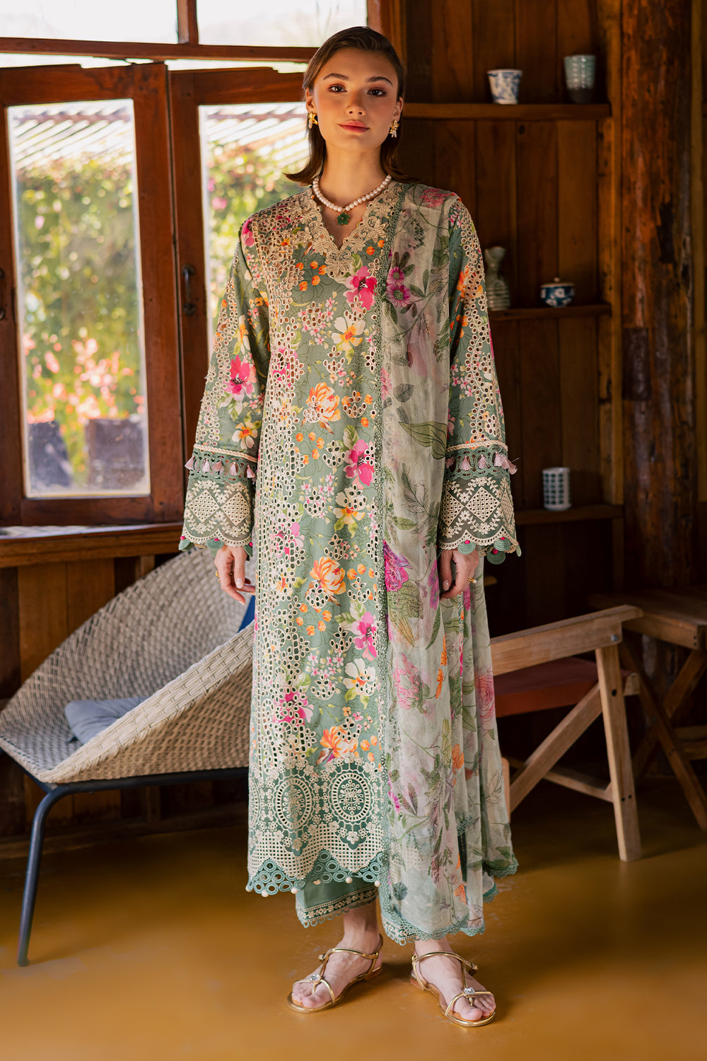 AURA (AV-10) Chiffon Pakistani Summer Dresses - aabyaan - 1
