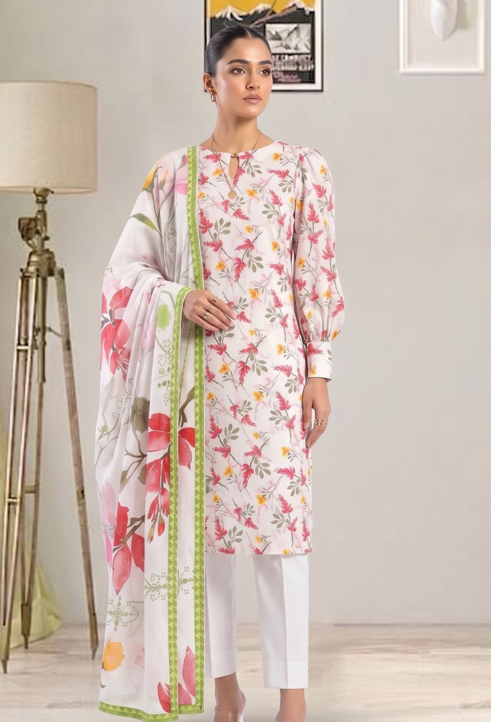 Floral Lawn Cotton Pakistani Summer Dresses - Humdum - 1