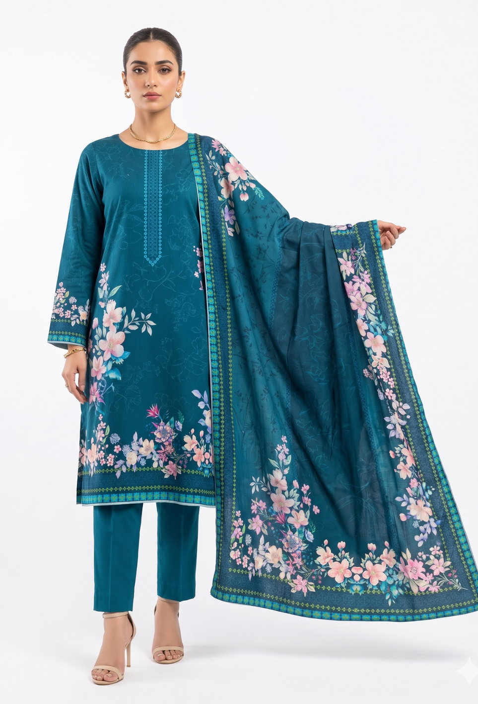 Floral - D07 Lawn Pakistani Summer Dresses - Humdum - 1