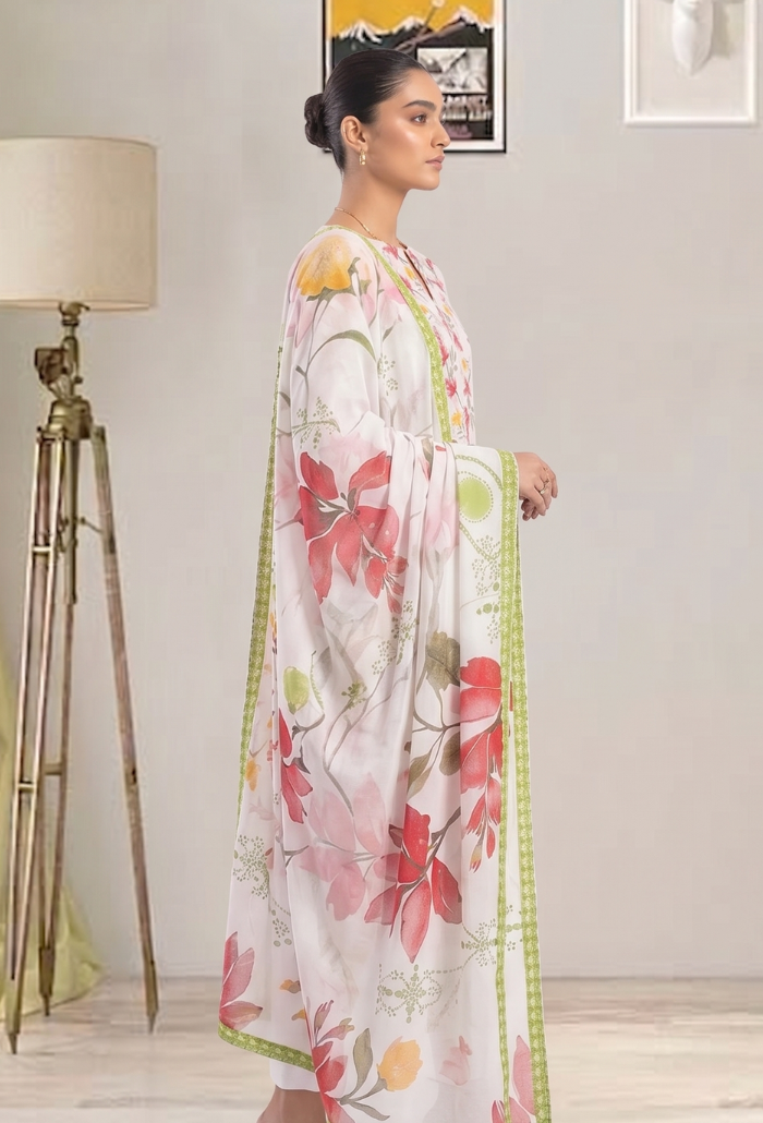 Floral Lawn Cotton Pakistani Summer Dresses - Humdum - 2