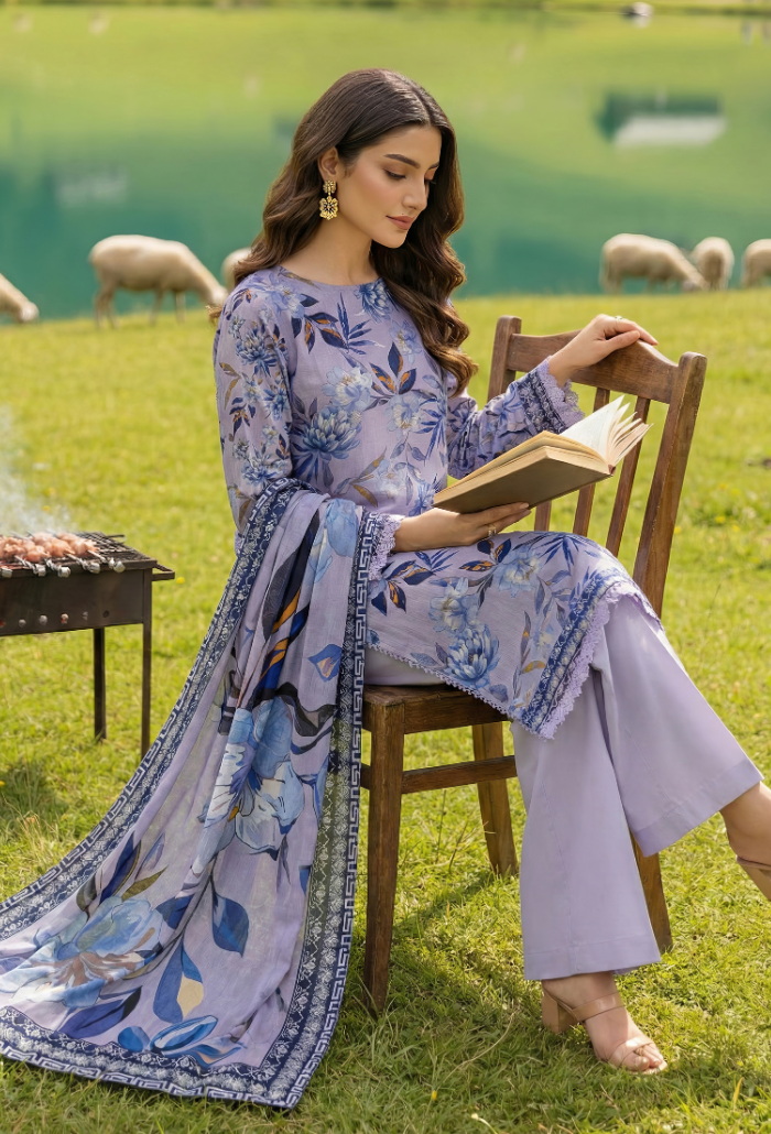 Floral - D04 Chiffon Pakistani Summer Dresses - Humdum - 3