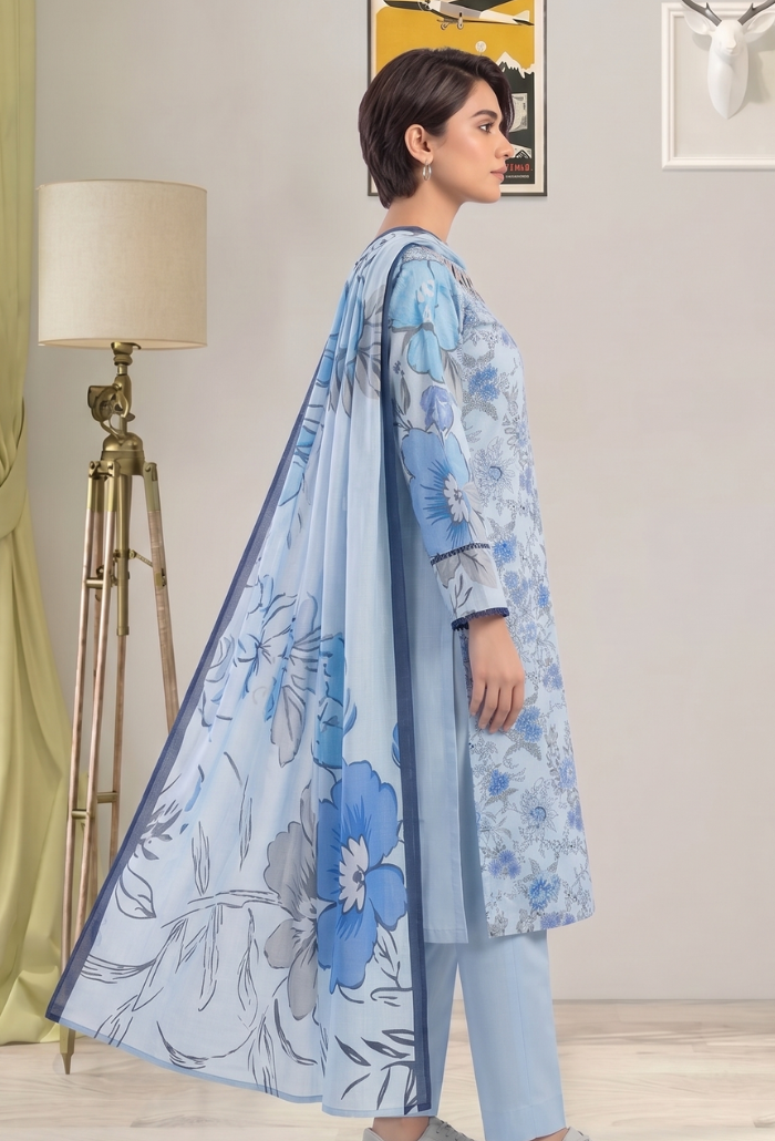 Floral Lawn Cotton Pakistani Summer Dresses - Humdum - 2