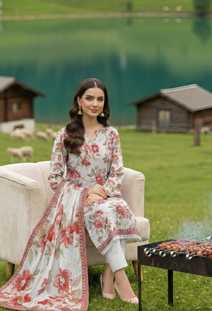 Floral - D06 Chiffon Pakistani Summer Dresses - Humdum - 4