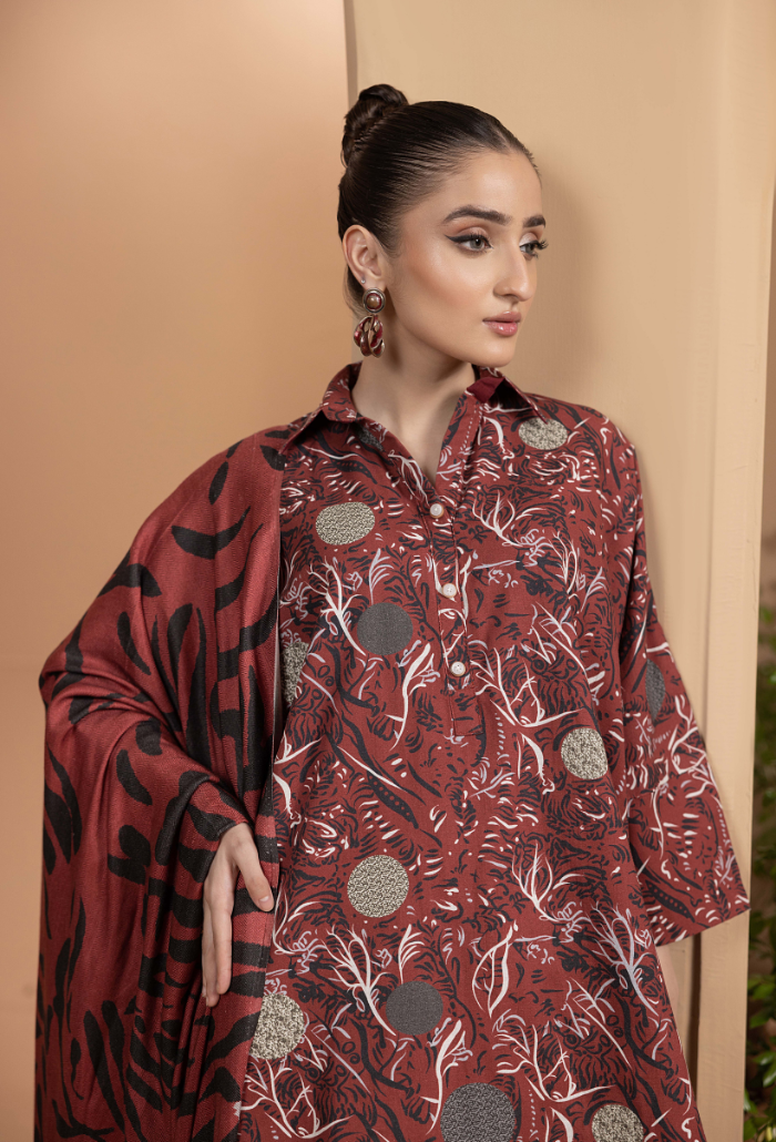 Zara - D02 Khaddar Pakistani Winter Dresses - Humdum - 3