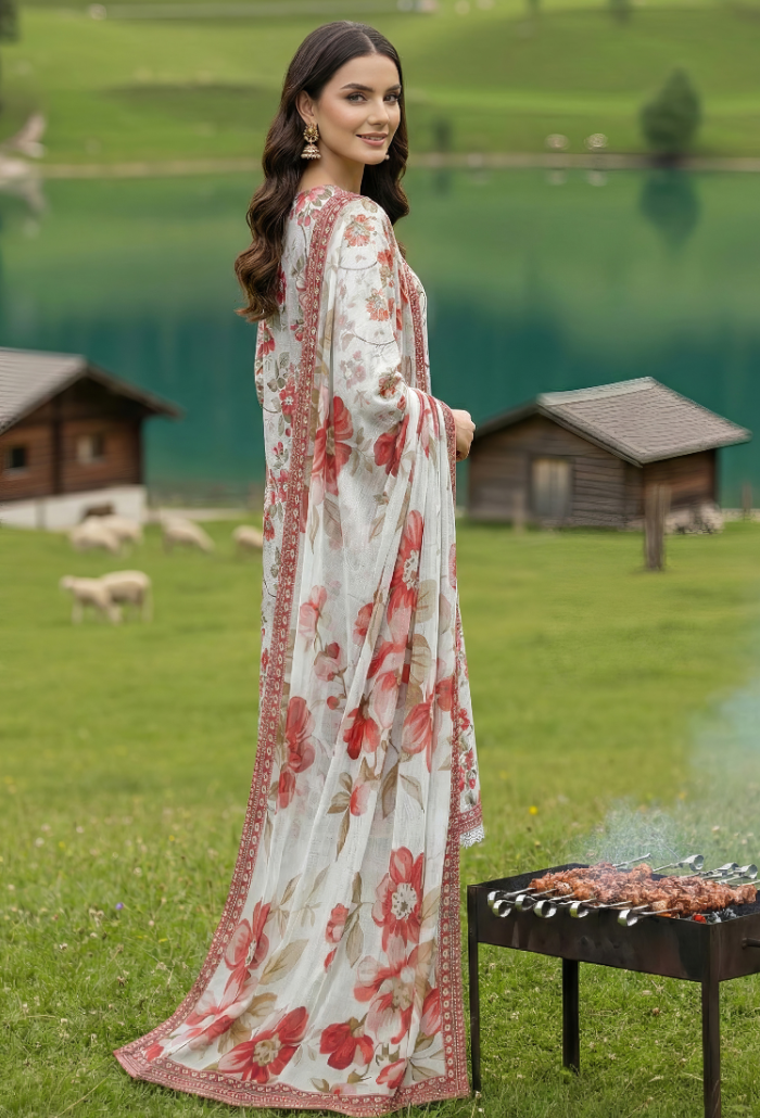 Floral - D06 Chiffon Pakistani Summer Dresses - Humdum - 2