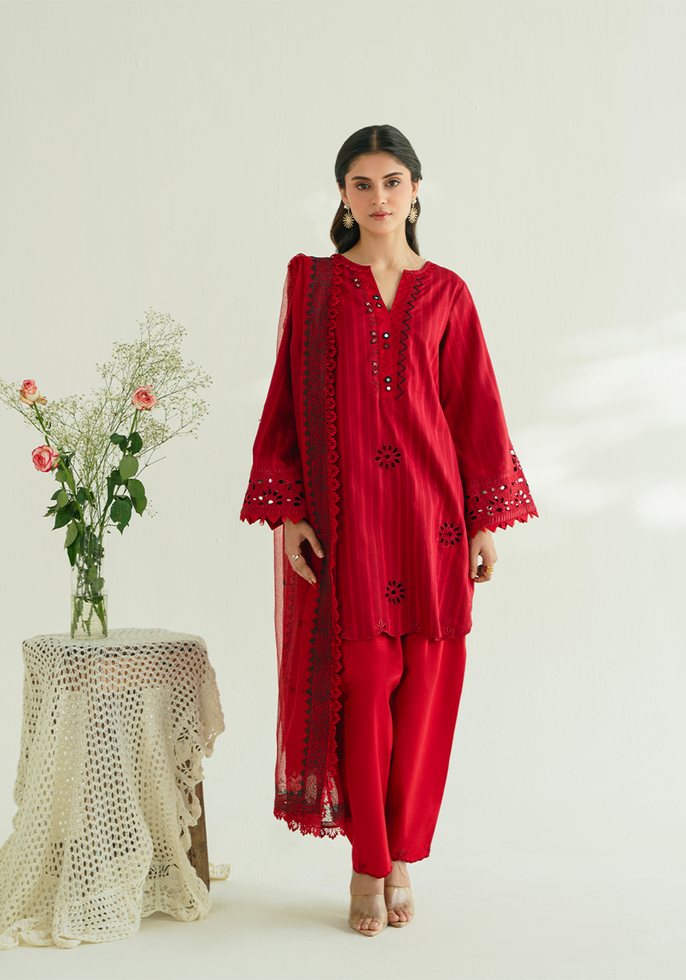 CRIMSON BLOOM Embroidered Pakistani Dress