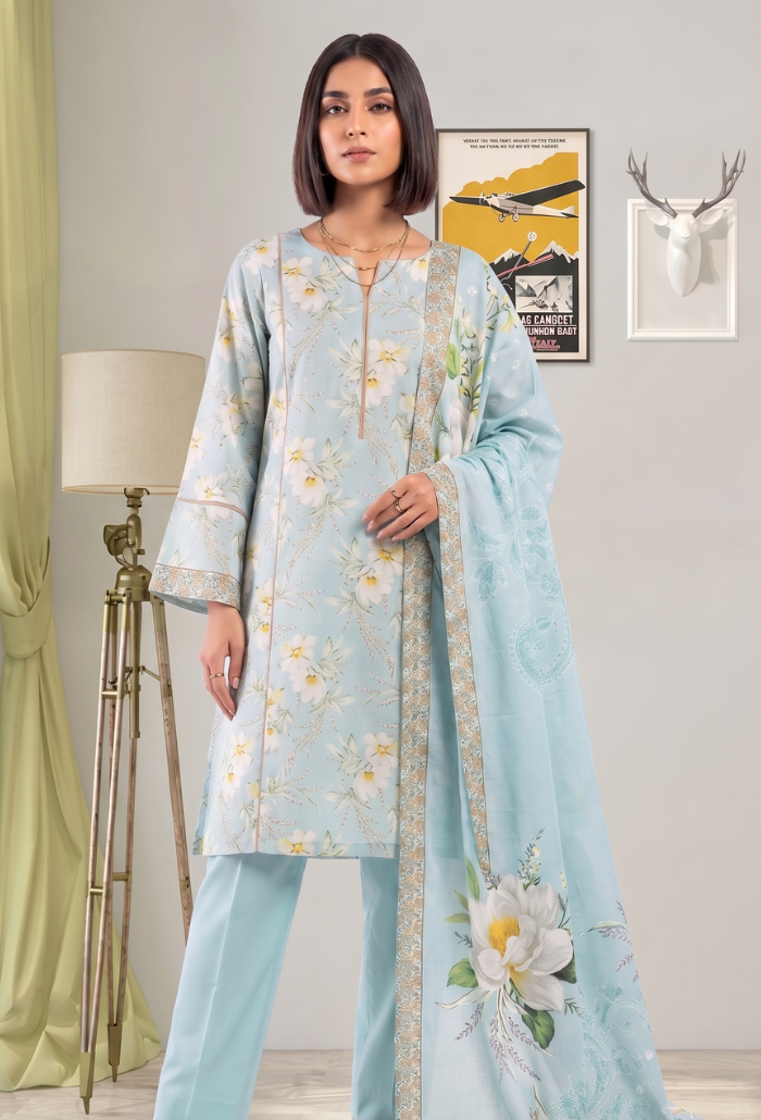 Floral Lawn Cotton Pakistani Summer Dresses - Humdum - 1