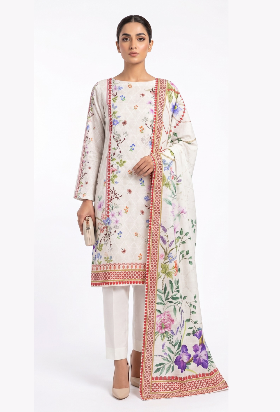 Floral - D08 Lawn Pakistani Summer Dresses - Humdum - 1