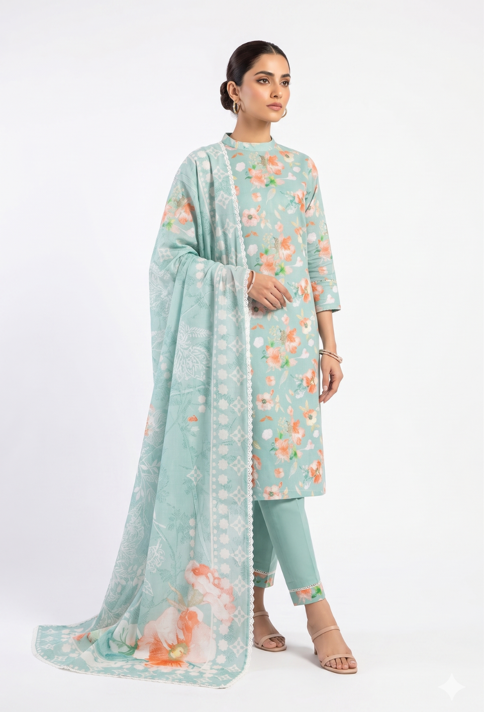 Floral - D02 Lawn Pakistani Summer Dresses - Humdum - 1
