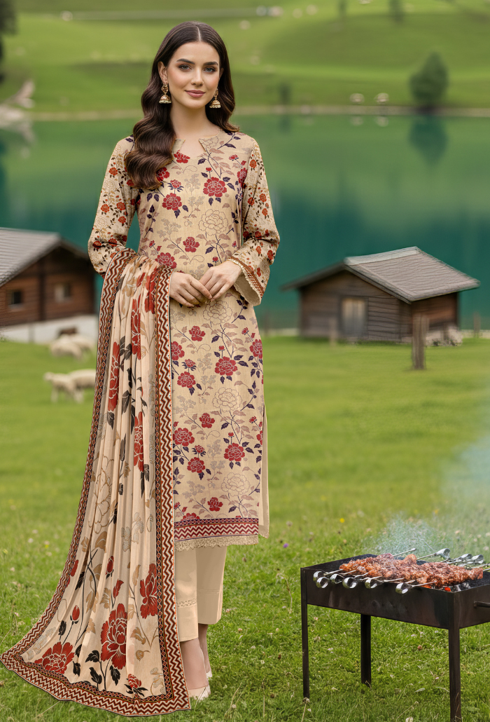 Floral - D08 Chiffon Pakistani Summer Dresses - Humdum - 1