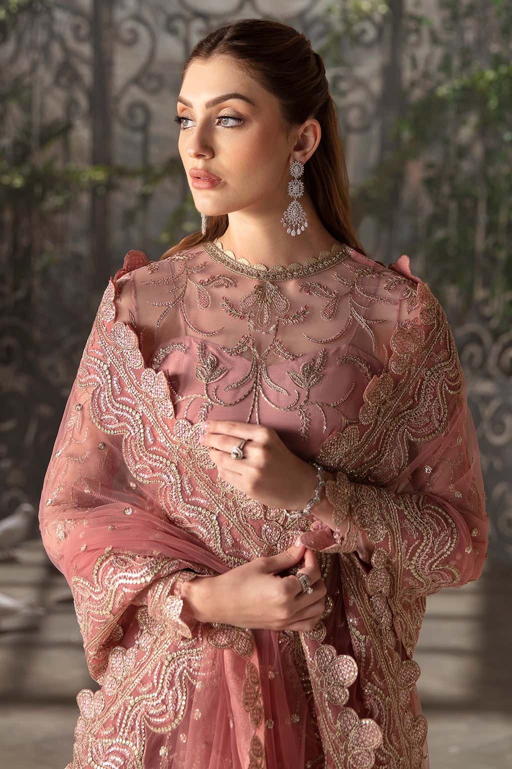 Rosa Raw Silk Pakistani Formal Dresses - Afrozeh - 4