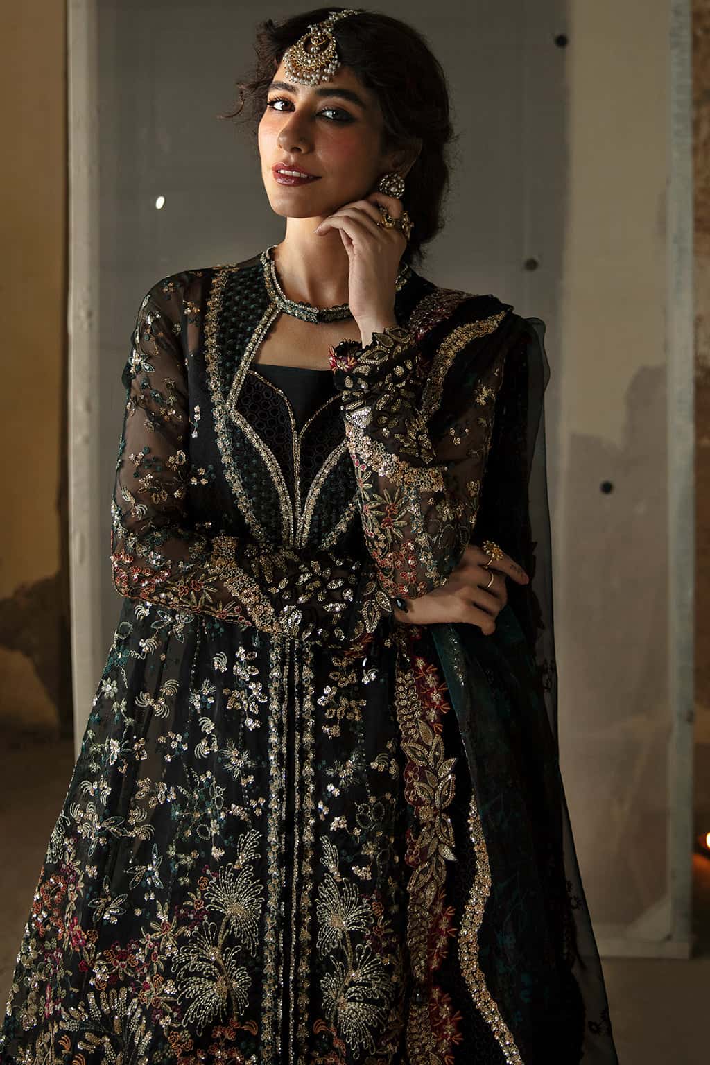 Meera Raw Silk Pakistani Formal Dresses - Afrozeh - 5