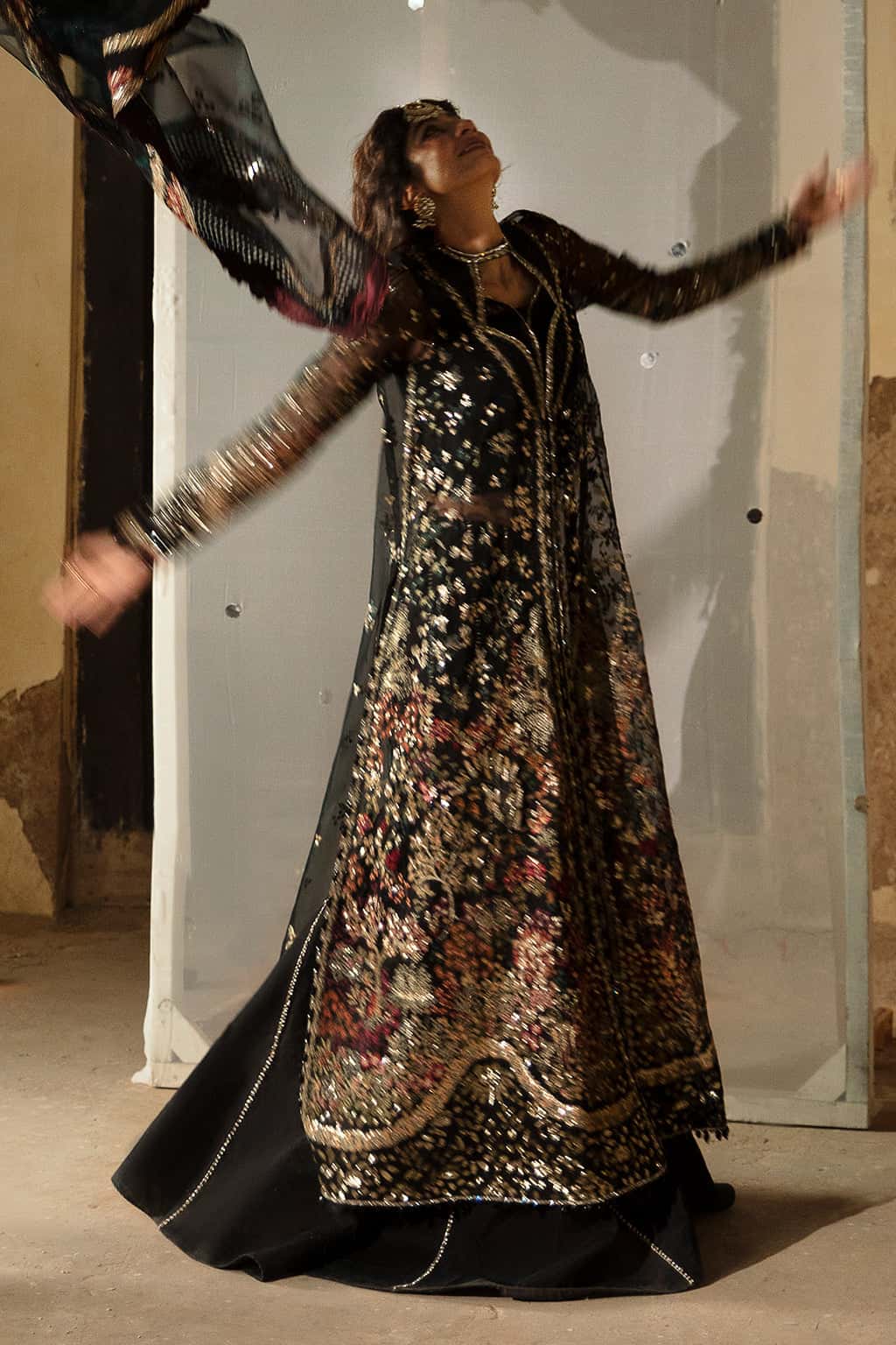 Meera Raw Silk Pakistani Formal Dresses - Afrozeh - 9