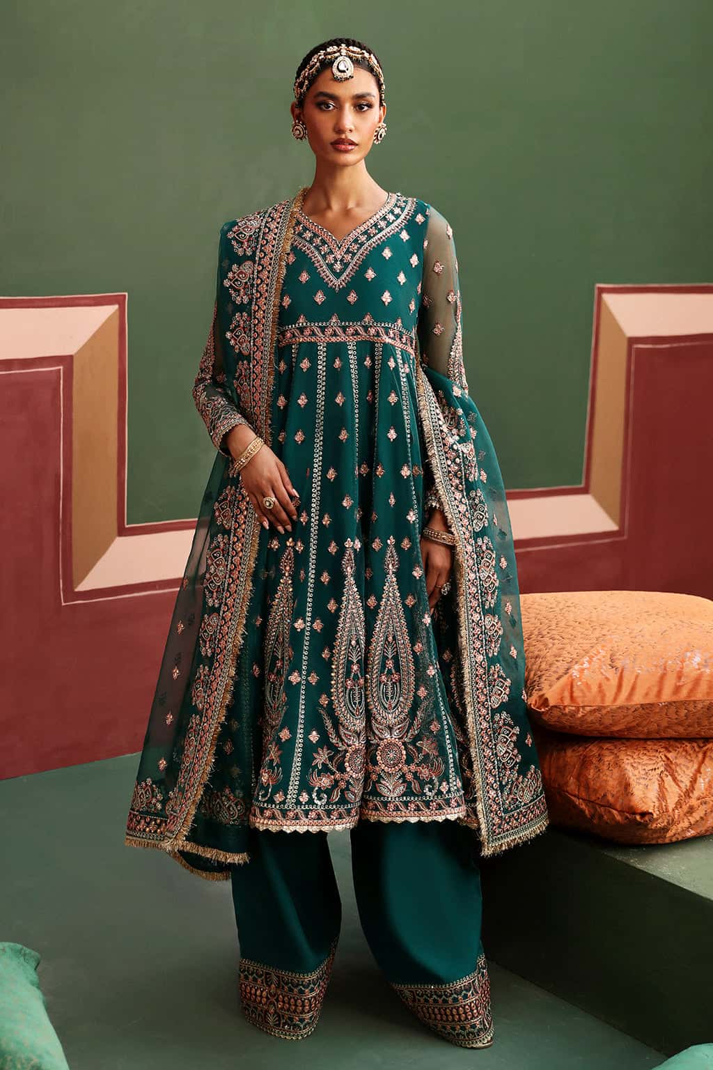Shaista Raw Silk Pakistani Formal Dresses - Afrozeh - 1