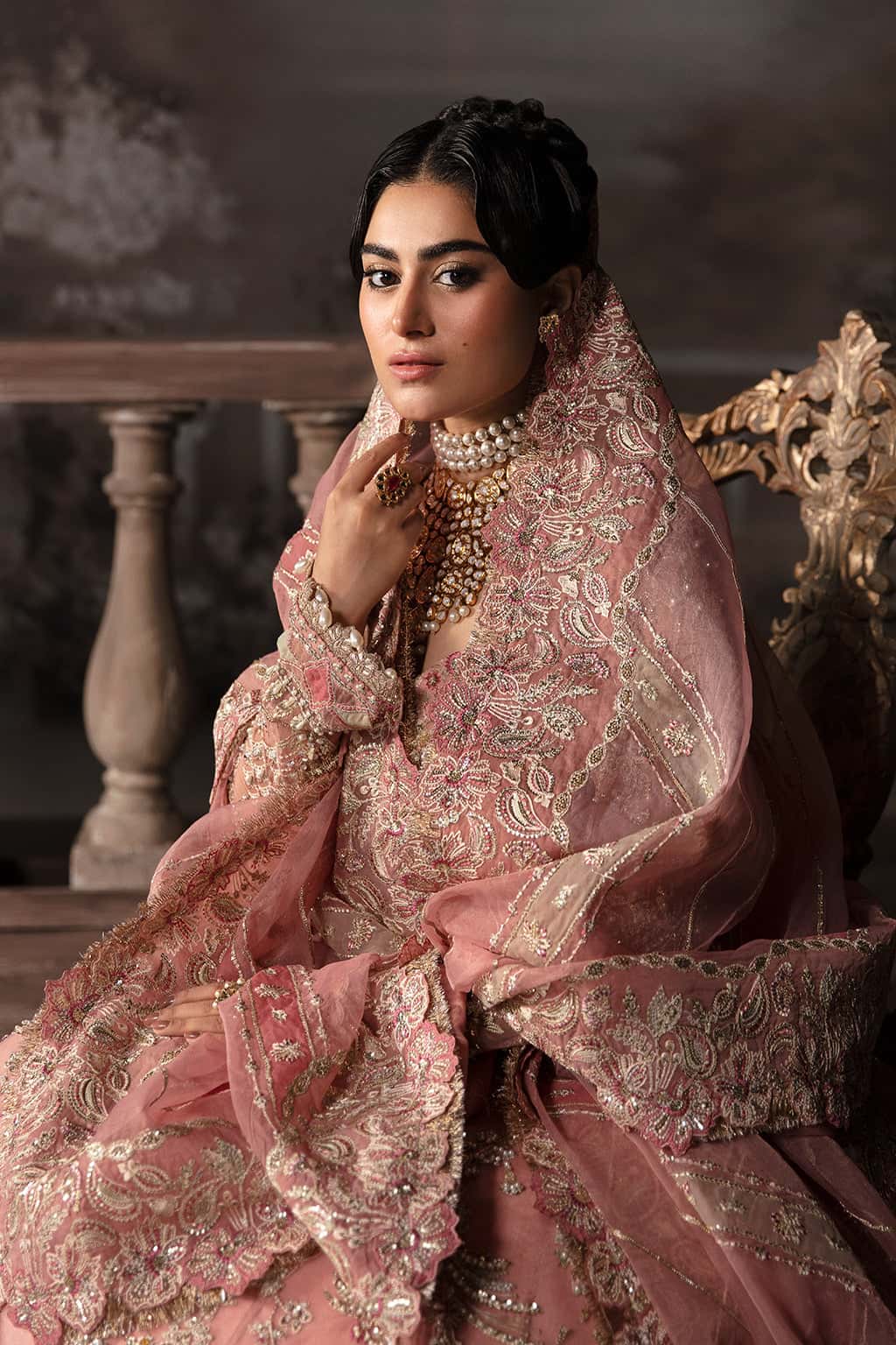 Victoria Raw Silk Pakistani Formal Dresses - Afrozeh - 5