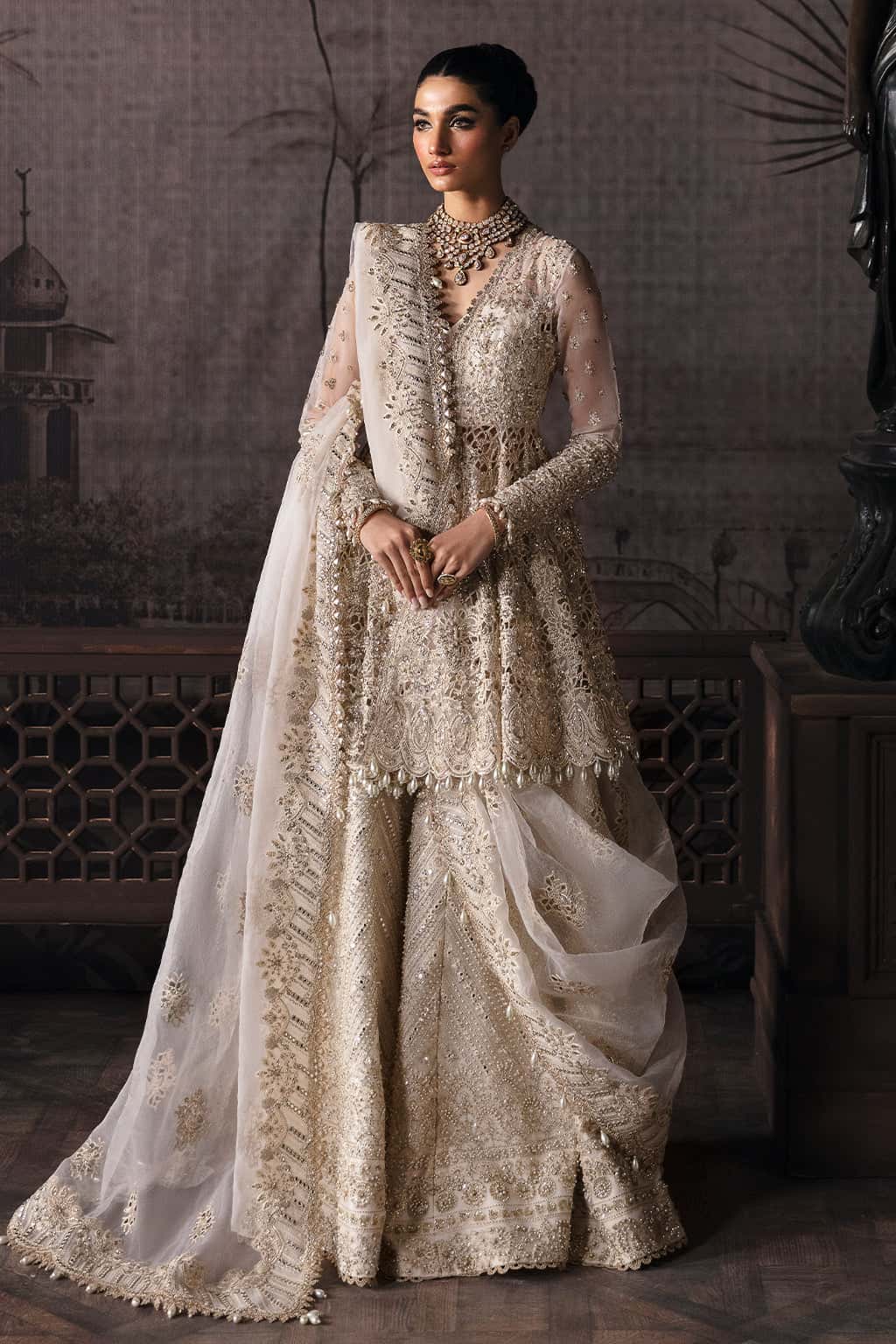 Helena Raw Silk Pakistani Formal Dresses - Afrozeh - 1