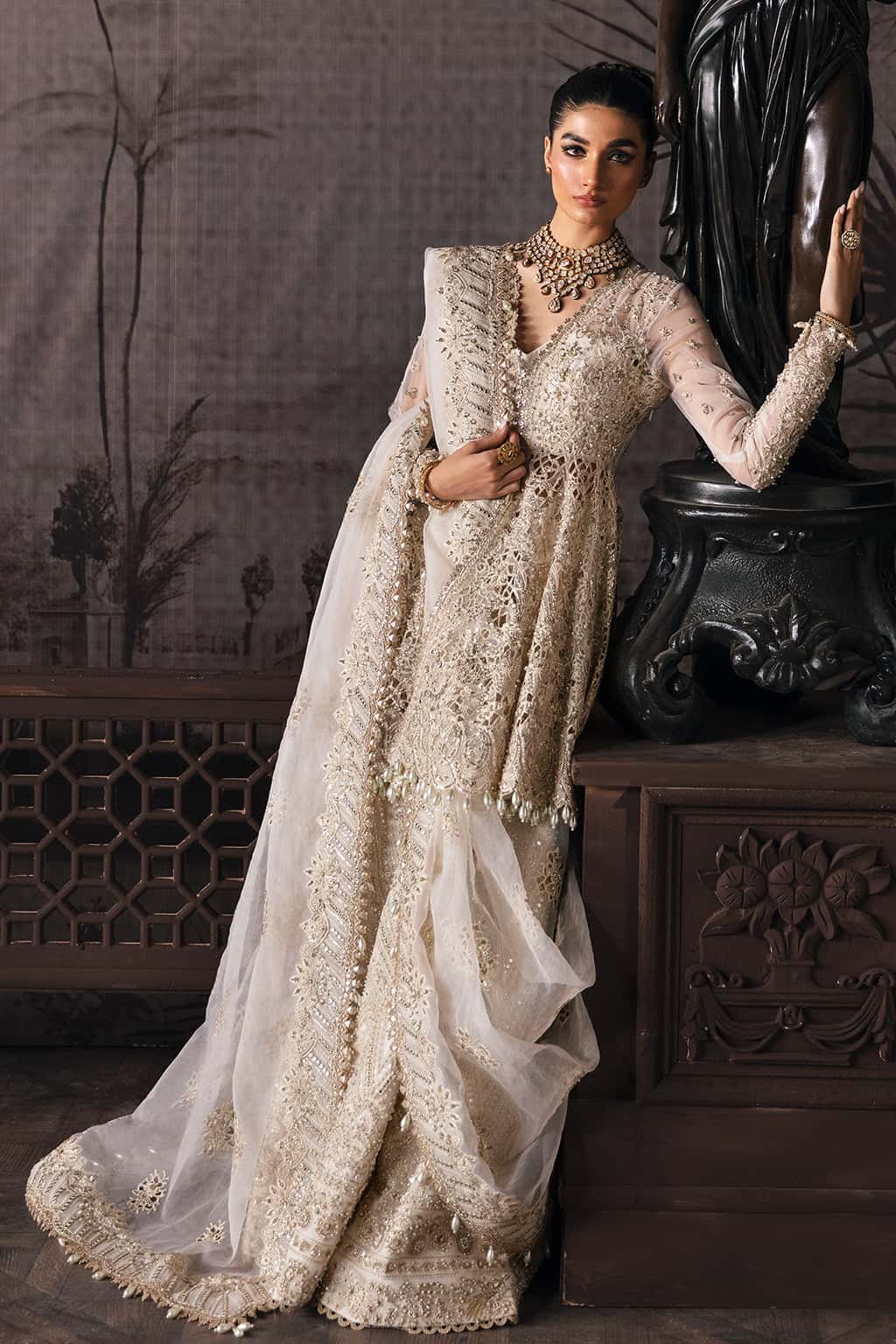 Helena Raw Silk Pakistani Formal Dresses - Afrozeh - 3