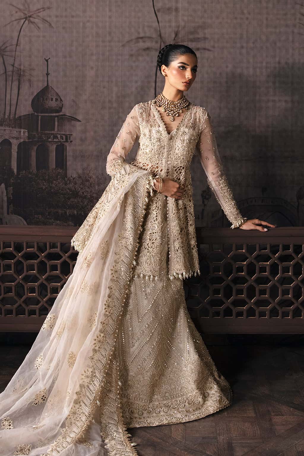 Helena Raw Silk Pakistani Formal Dresses - Afrozeh - 4