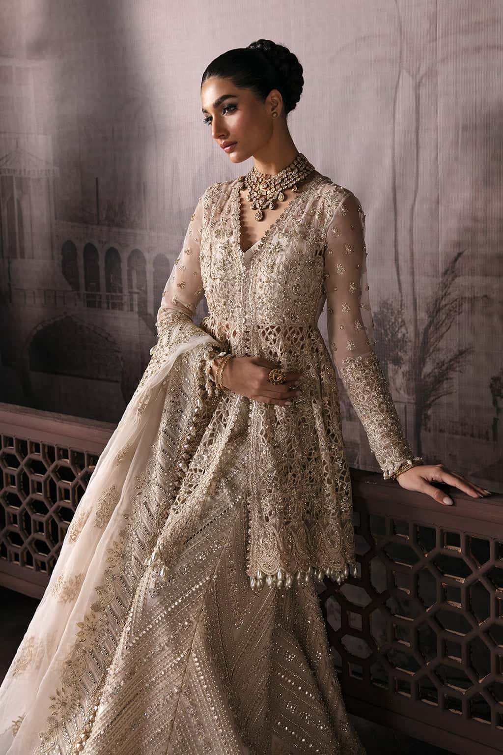 Helena Raw Silk Pakistani Formal Dresses - Afrozeh - 5