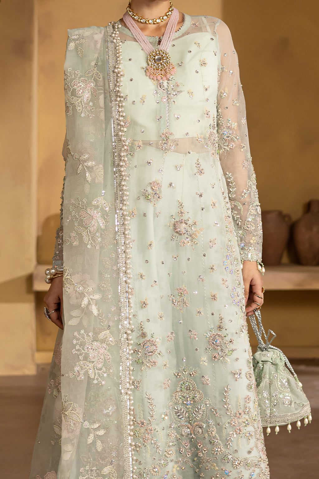 CELESTIA Raw Silk Pakistani Formal Dresses