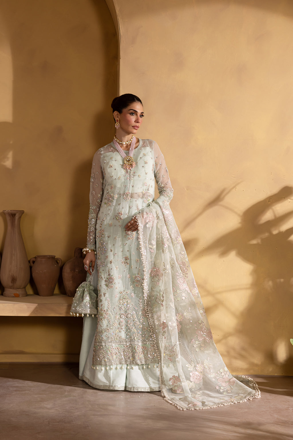 CELESTIA Raw Silk Pakistani Formal Dresses