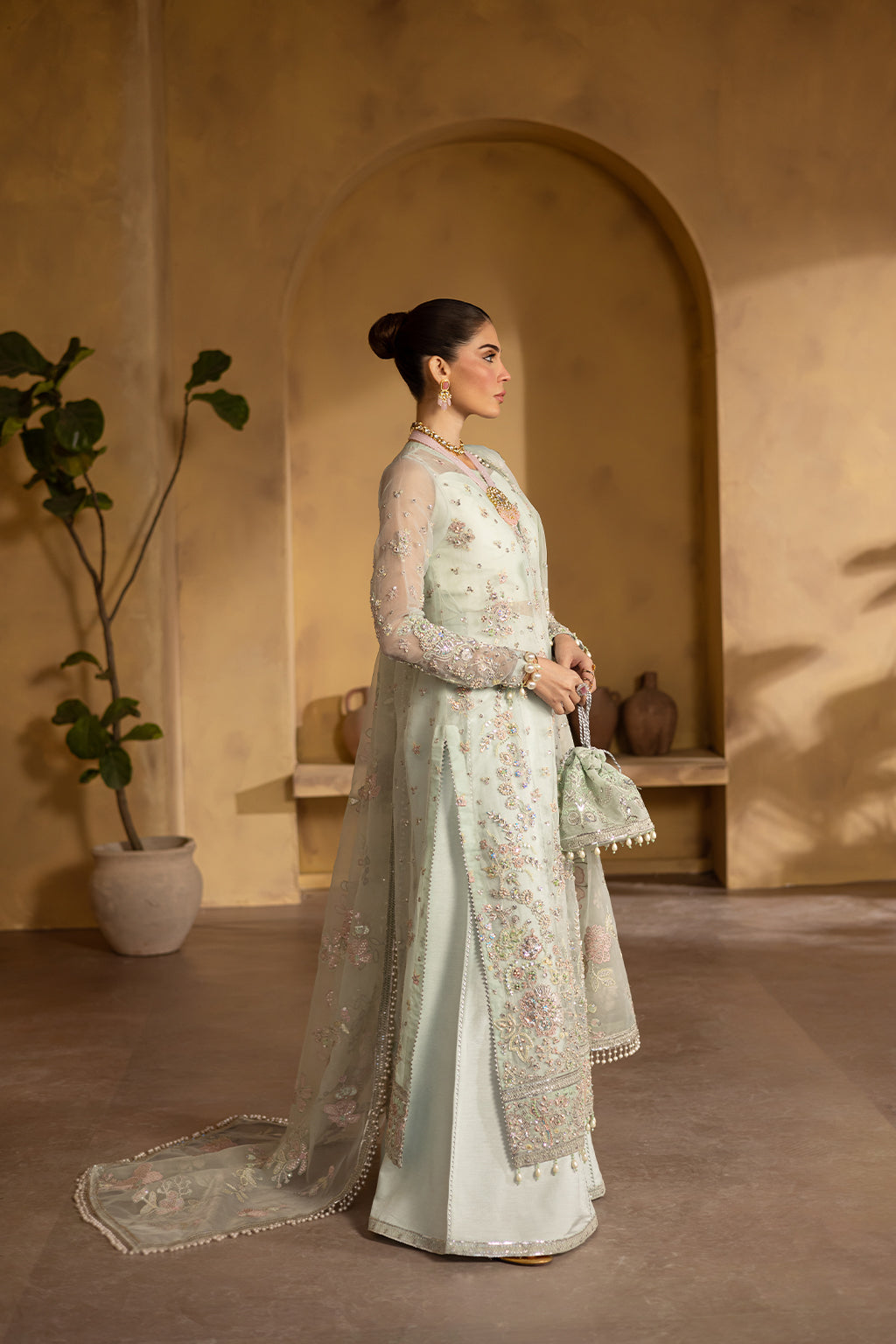 CELESTIA Raw Silk Pakistani Formal Dresses