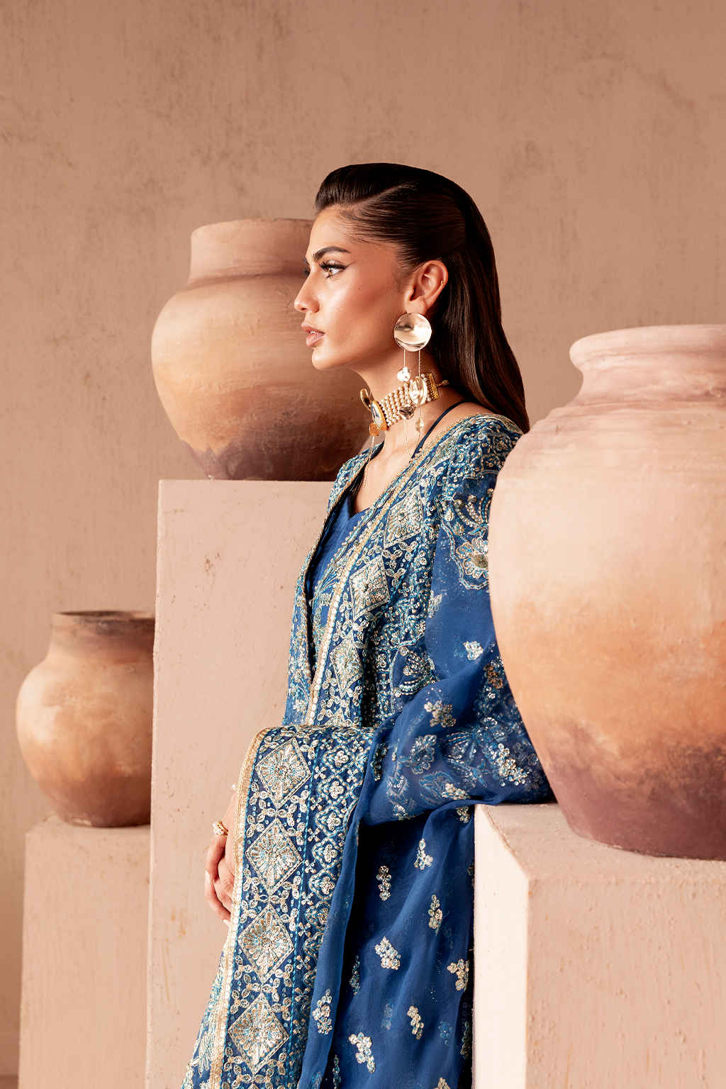 ELARA Raw Silk Pakistani Formal Dresses