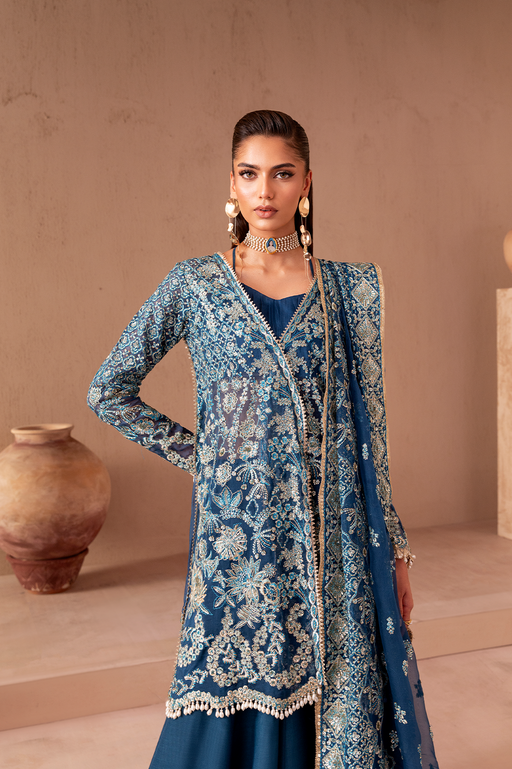 ELARA Raw Silk Pakistani Formal Dresses