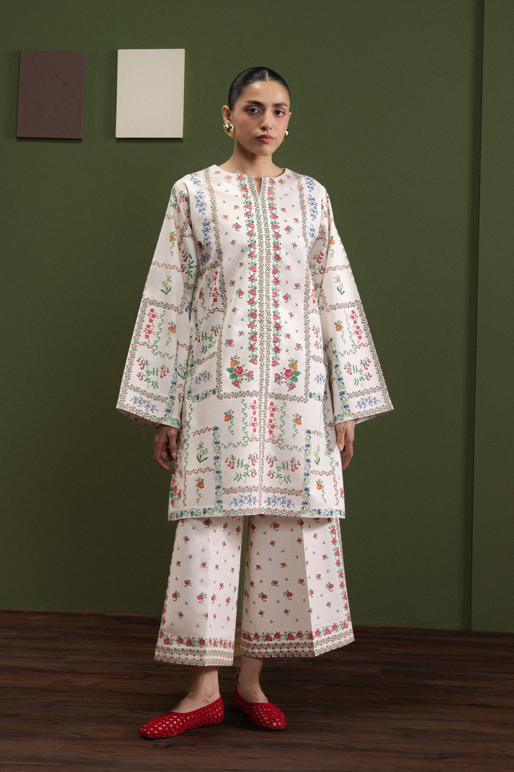Rosy Picnic Cambric Pakistani Summer Dresses - Afrozeh - 1