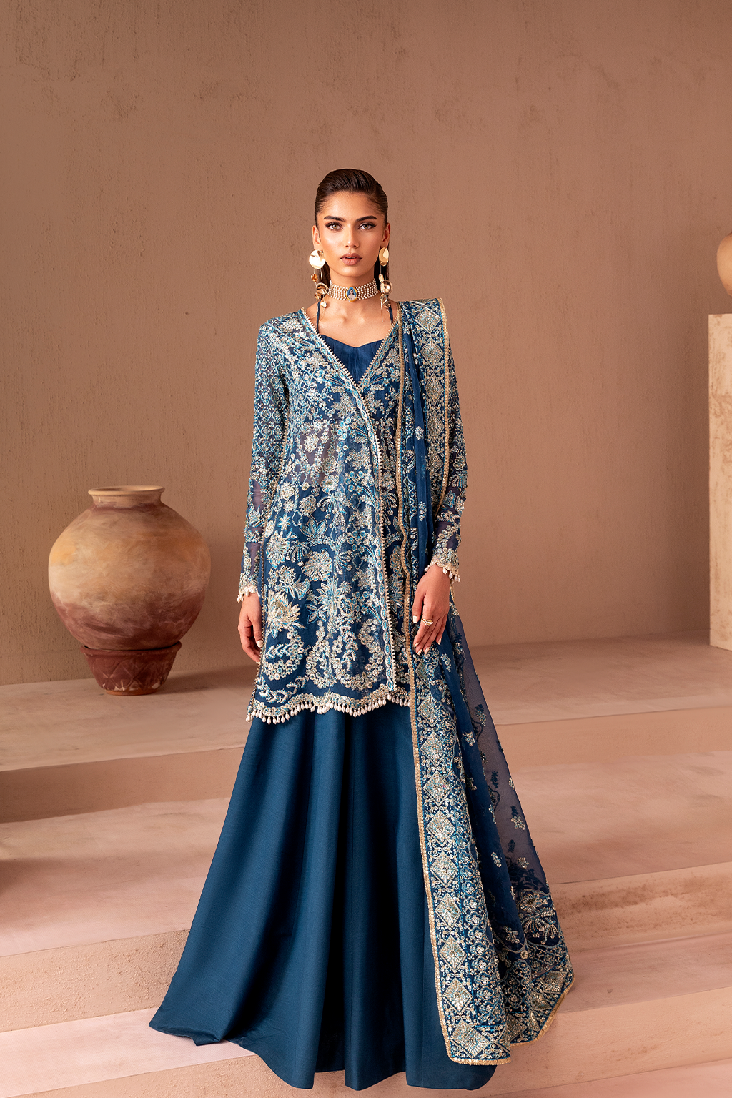 ELARA Raw Silk Pakistani Formal Dresses