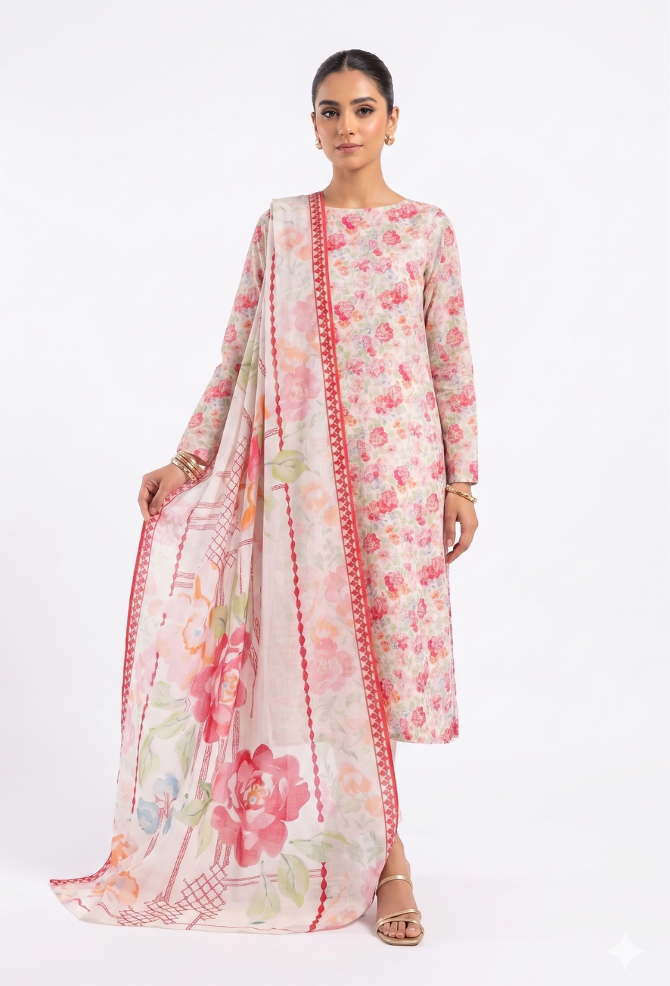 Floral - D09 Lawn Pakistani Summer Dresses - Humdum - 1