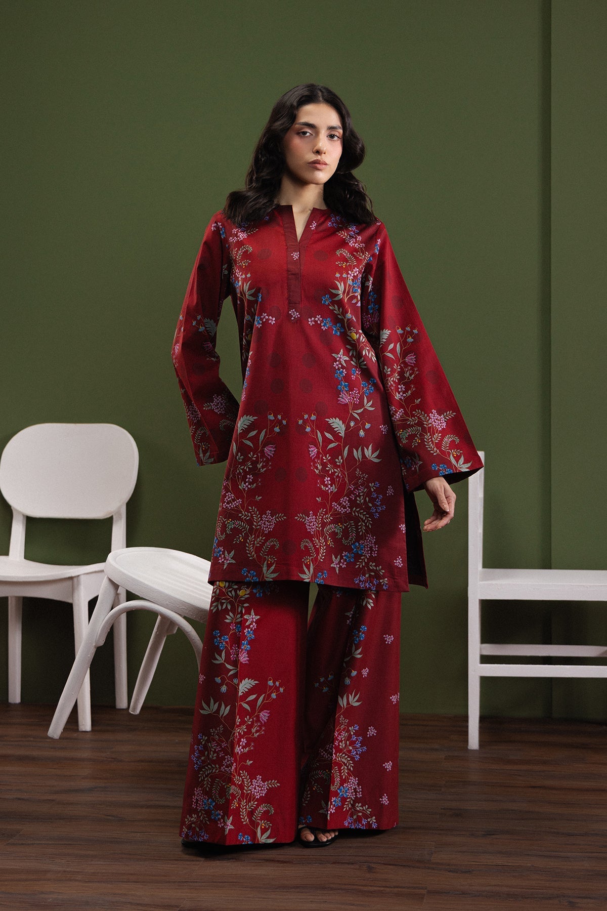 Softgirl Scarlet Velvet Pakistani Summer Dresses - Afrozeh - 1