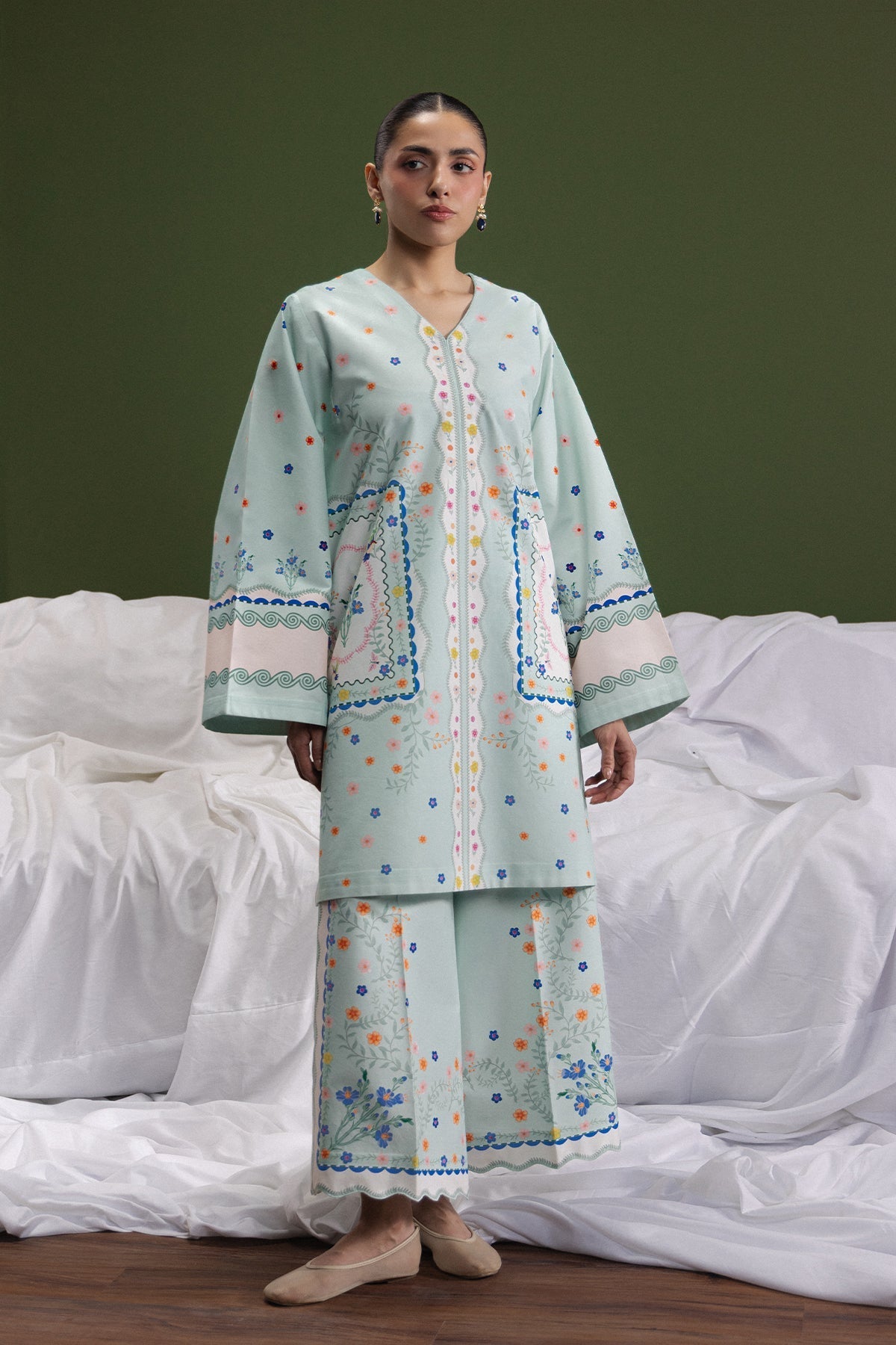 Spring Calm Cambric Pakistani Summer Dresses - Afrozeh - 1