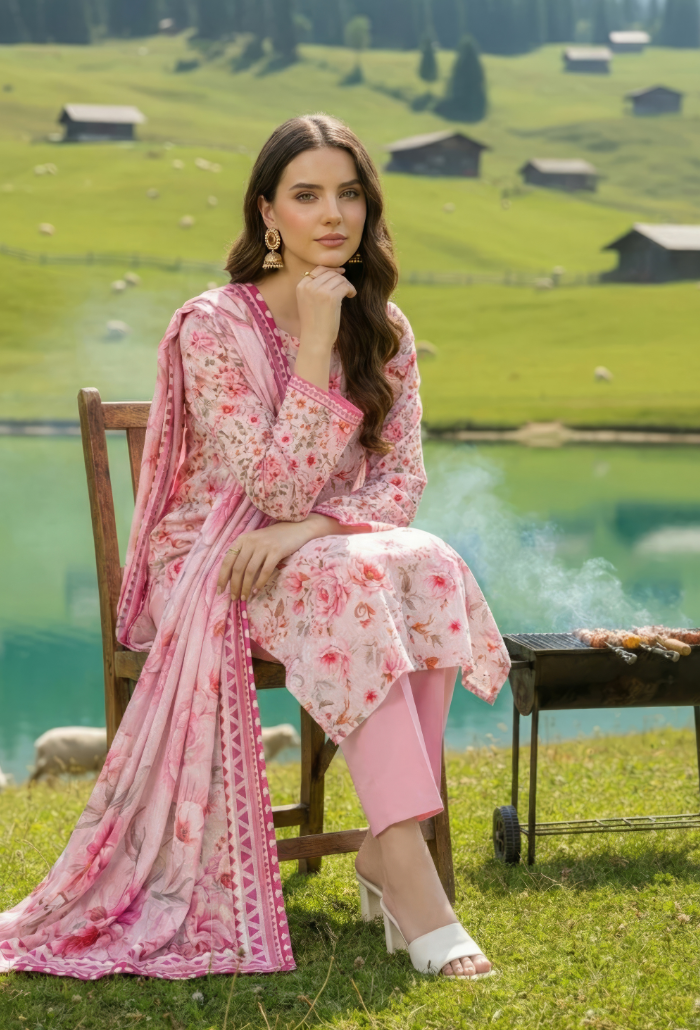 Floral - D09 Chiffon Pakistani Summer Dresses - Humdum - 3