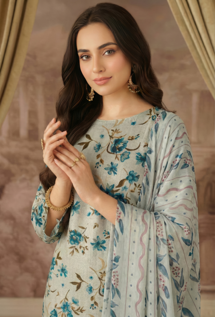 Floral - D01 Chiffon Pakistani Summer Dresses - Humdum - 4
