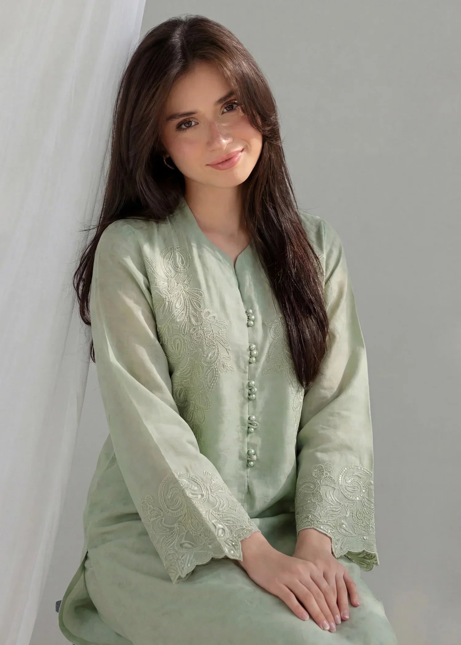 Zayna - Pista Premium Fabric Pakistani Summer Dresses - Sahiba-clothing - 2