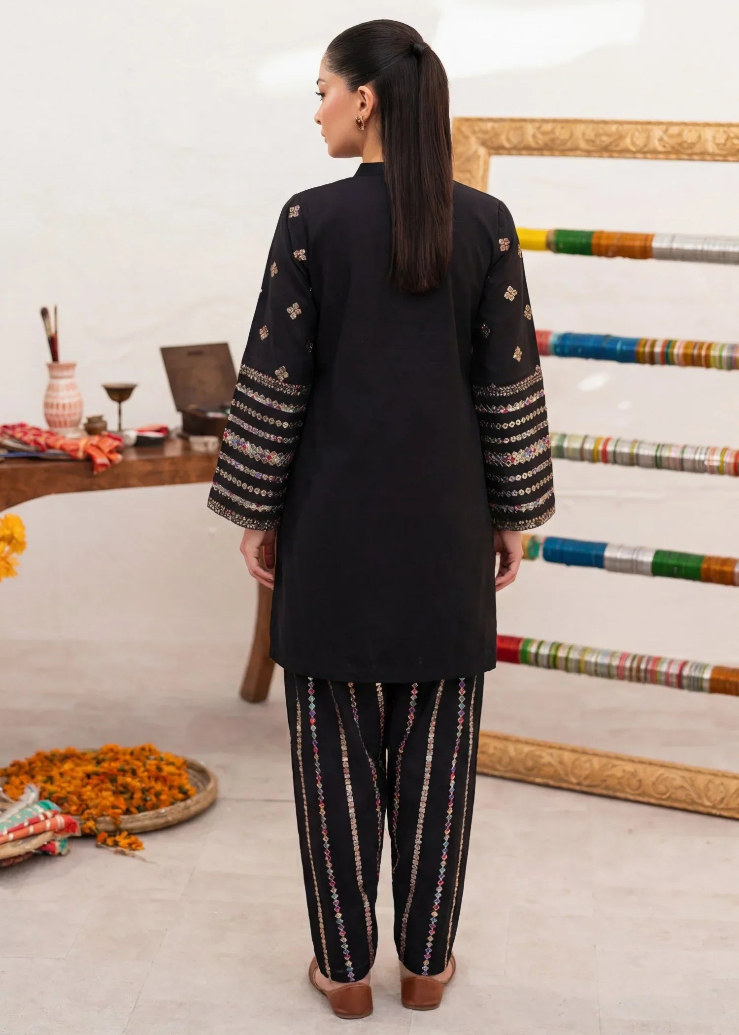 Laleh Rose - Black Premium Fabric Pakistani Summer Dresses - Sahiba-clothing - 2