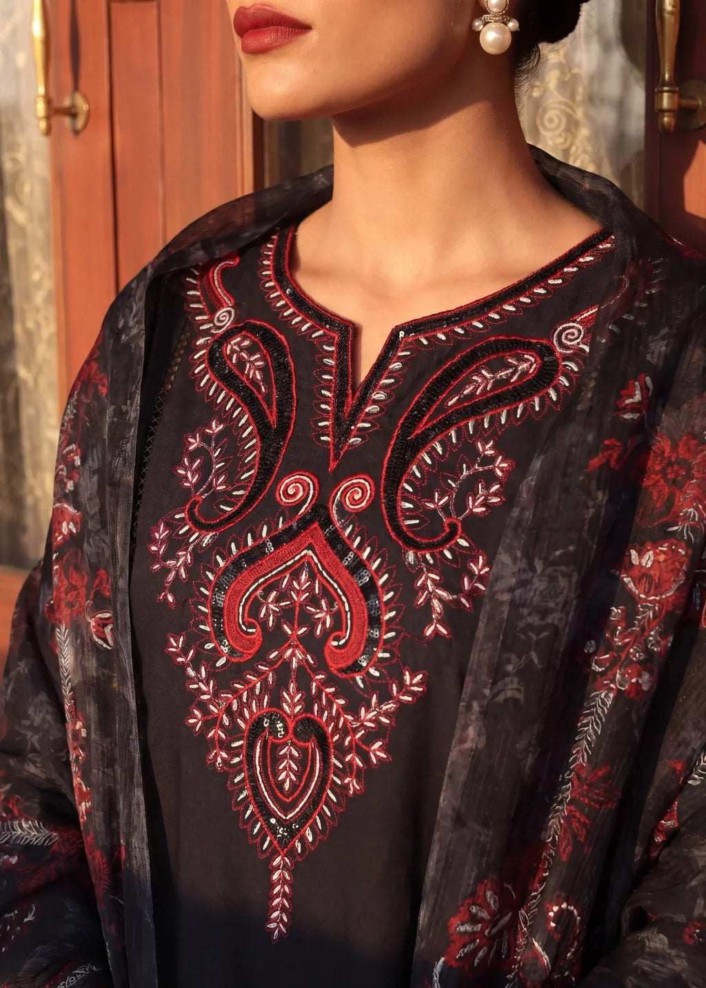 Feeha Black Premium Fabric Pakistani Summer Dresses - Sahiba-clothing - 3