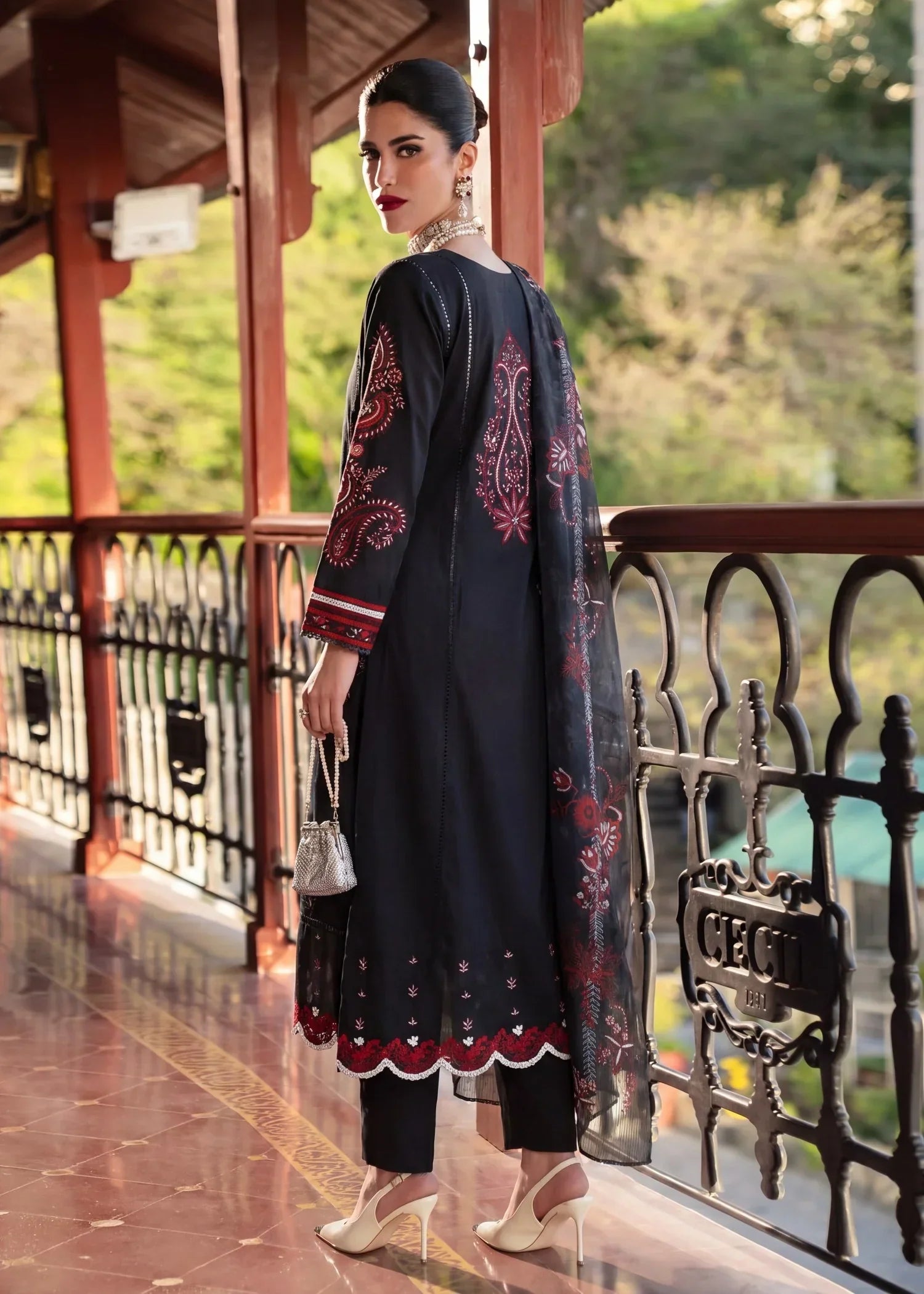 Feeha Black Premium Fabric Pakistani Summer Dresses - Sahiba-clothing - 2