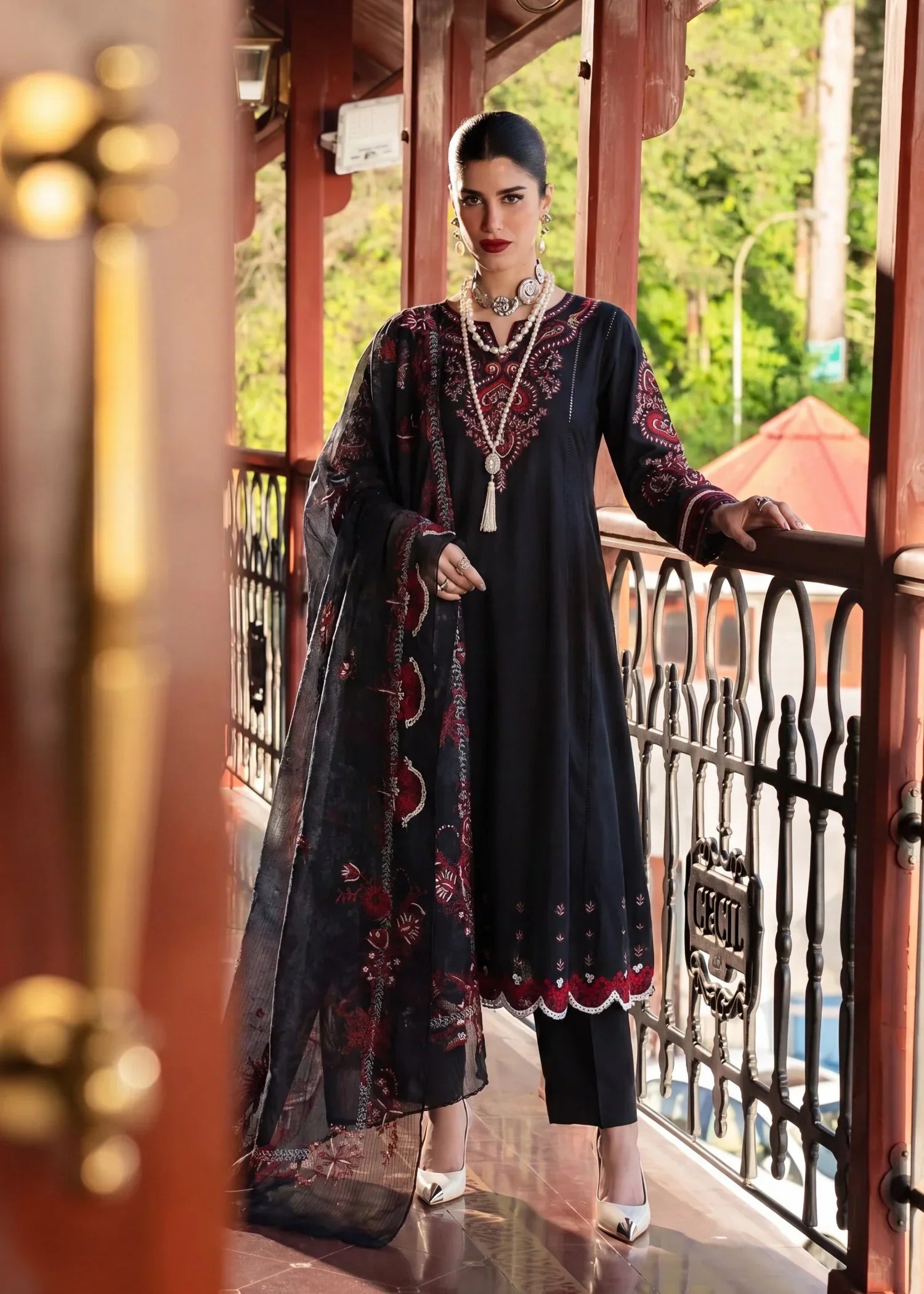 Feeha Black Premium Fabric Pakistani Summer Dresses - Sahiba-clothing - 1