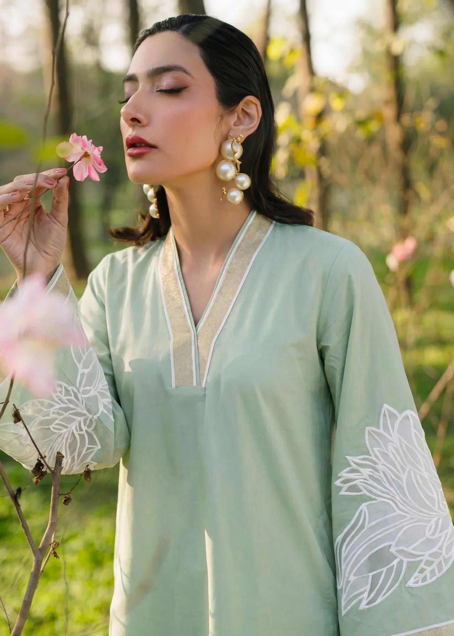 Denali Pista Premium Fabric Pakistani Summer Dresses - Sahiba-clothing - 3