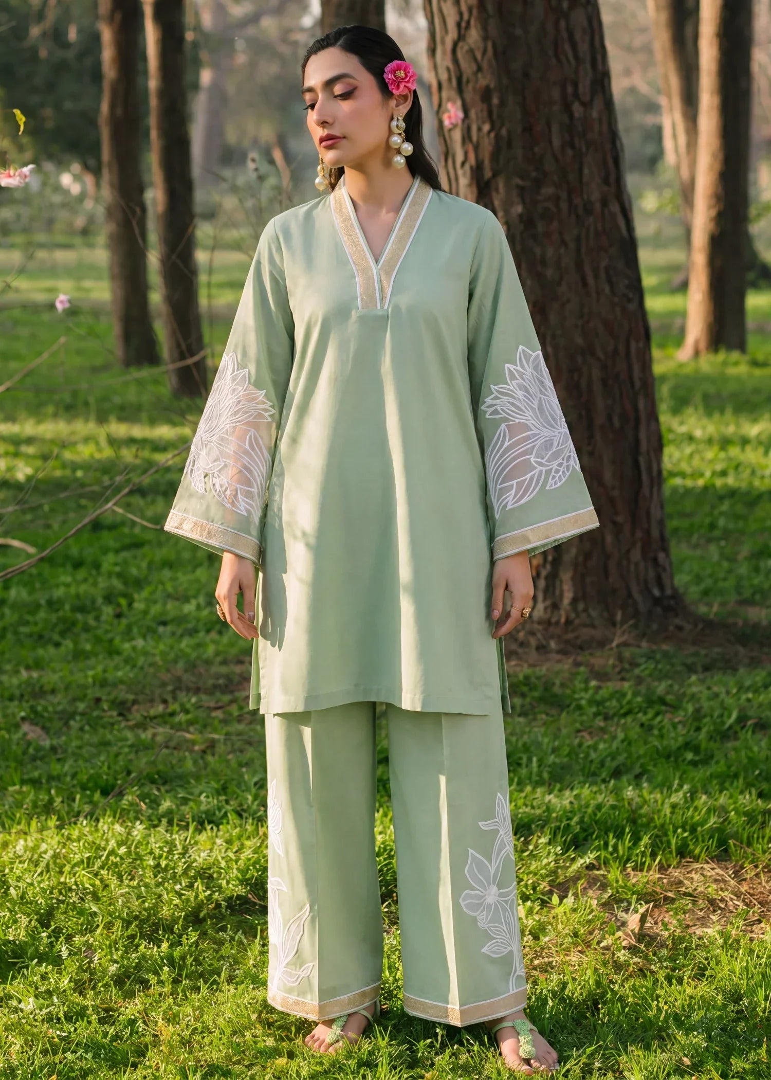 Denali Pista Premium Fabric Pakistani Summer Dresses - Sahiba-clothing - 1