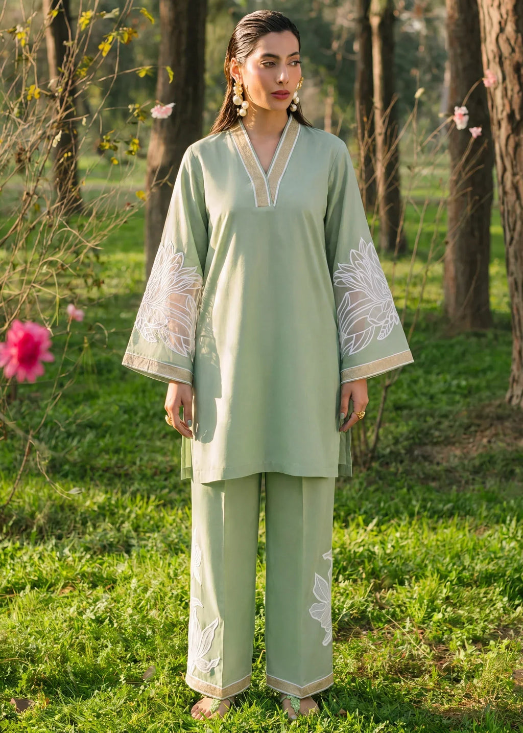 Denali Pista Premium Fabric Pakistani Summer Dresses - Sahiba-clothing - 7