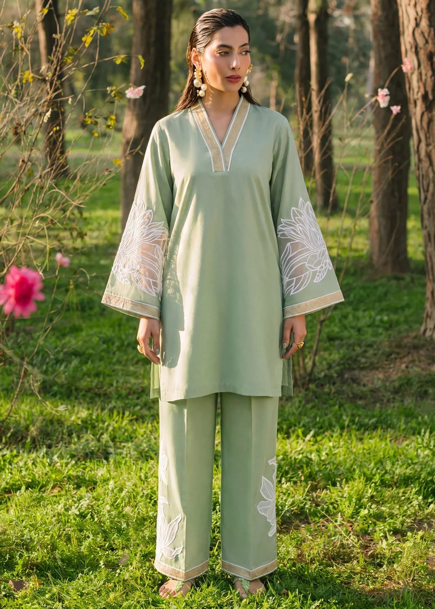 Denali Pista Premium Fabric Pakistani Summer Dresses - Sahiba-clothing - 7