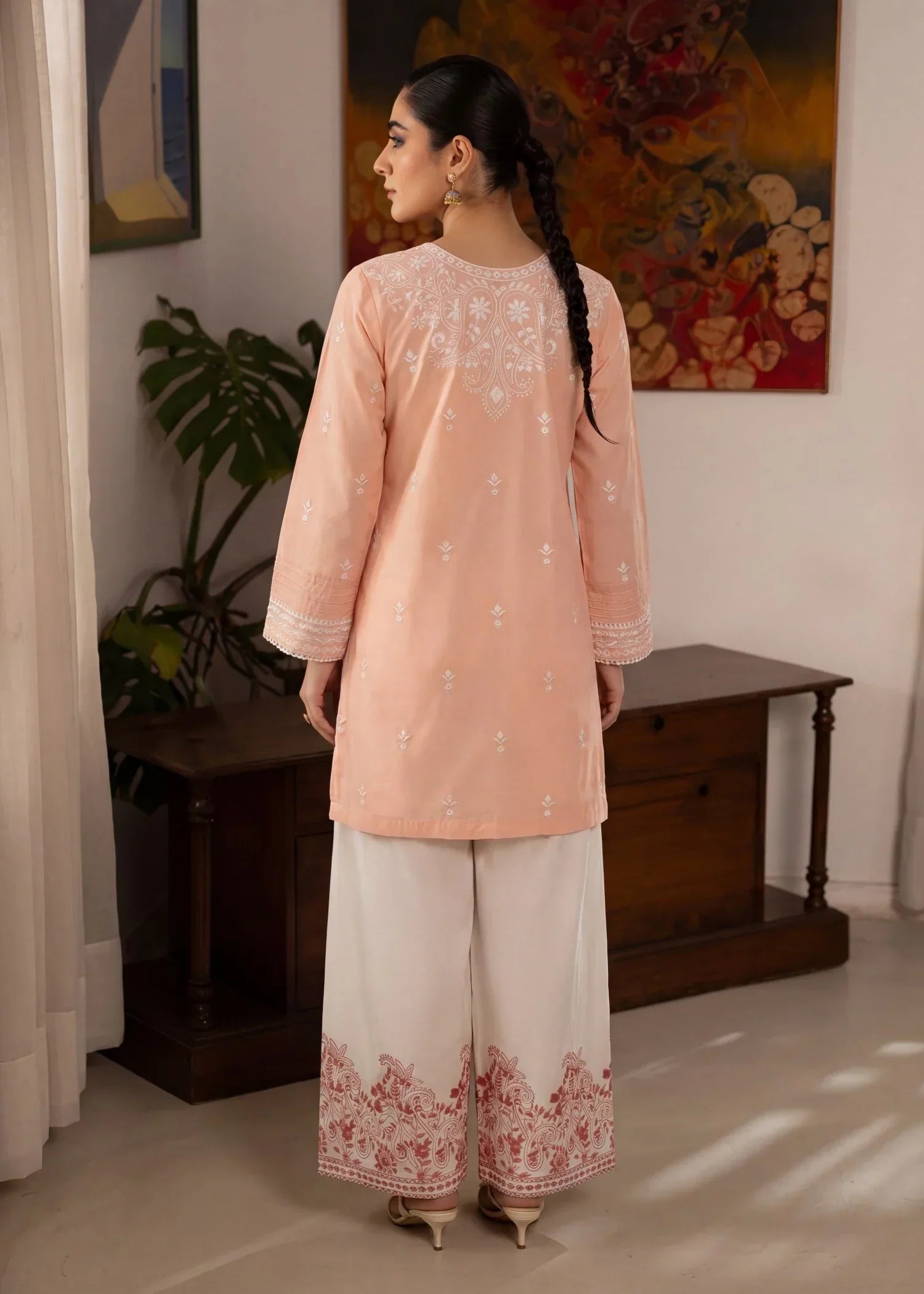 Honey Peach Premium Fabric Pakistani Summer Dresses - Sahiba-clothing - 2